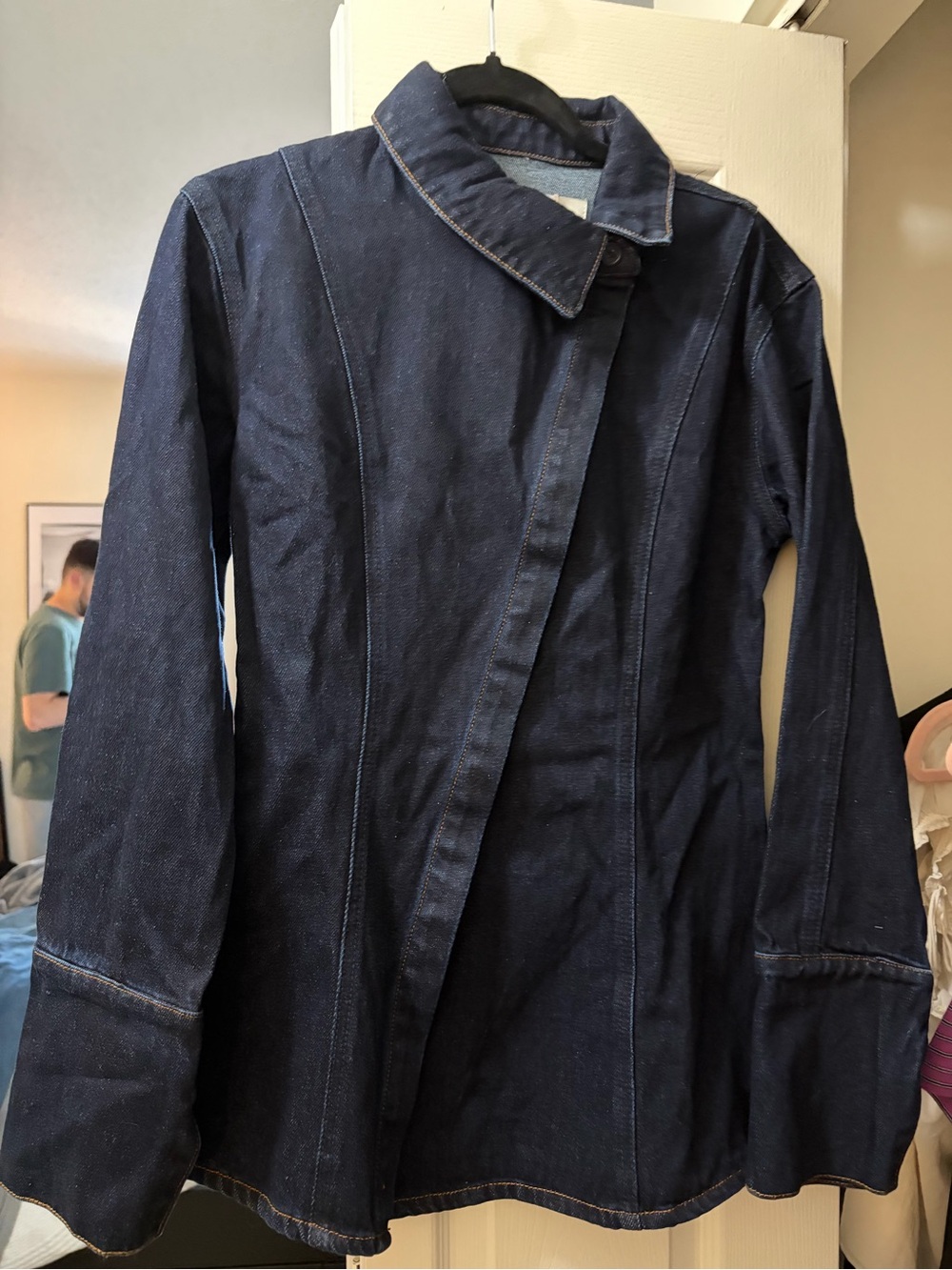 NWT Meshki Indigo Blue Denim asymmetrical shirt - size M